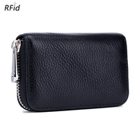 Dompet Tempat Kartu Kulit PU Portabel Klasik dengan Ritsleting, Multi-slot, Tempat Kartu Kredit, Dompet Koin, Tempat Kartu Identitas, Tempat Kartu Kredit, Kantong Kartu