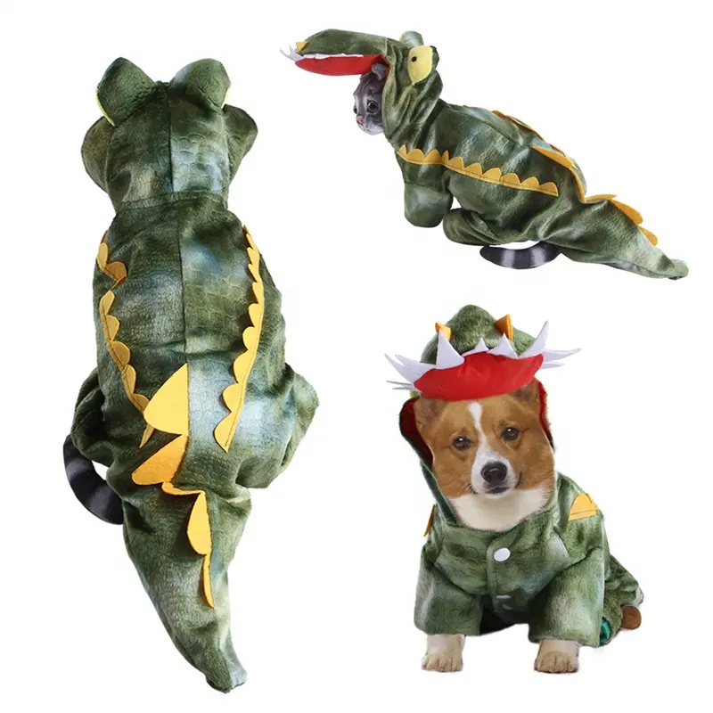 Nouveau costume de crocodile pour animaux de compagnie drôle chat et chien vêtements de style dessin animé vêtements pour animaux de compagnie