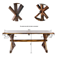 Table de salle à manger rustique en bois massif avec pieds détachables, style antique, pour mariage en extérieur, hôtel de campagne et bar à domicile