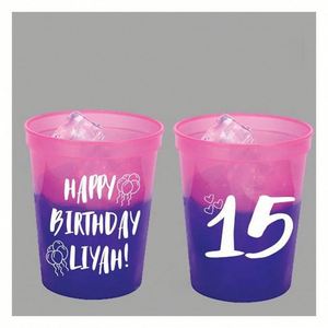 Gobelet personnalisé réutilisable en plastique de 16 oz, tasse à boisson changeante de couleur au froid avec logo, idéal pour les fêtes d'anniversaire - Product Image 1