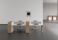 Bureau de direction ergonomique en bois massif, panneau E1 9 mm, écologique, avec écran de bureau réglable en hauteur et ventilateur de refroidissement double tête latéral