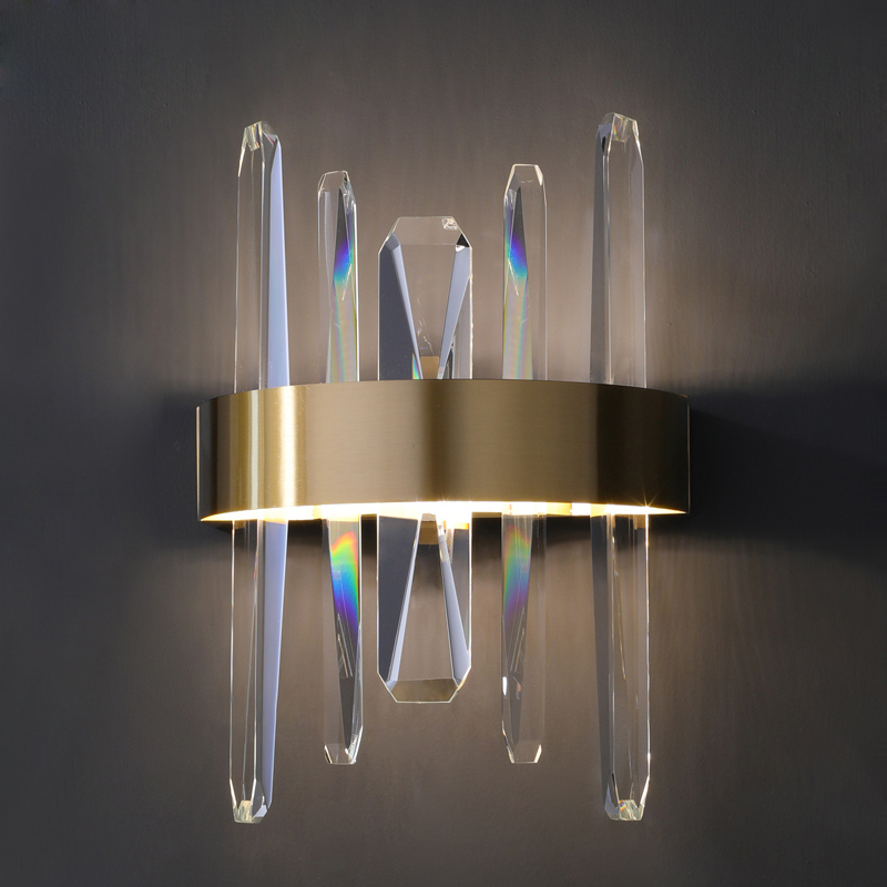Popular Modern Minimalist nordic bed wall lamps crystal glass long tube square wall lamps interior G9 bulbs stair corner light