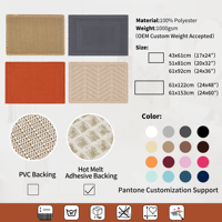 Beige Geometric Waffle Bath Runner Rug Polyester With Tassels Non Slip Long Bathroom Floor Mat for Master Bathroom Bulk Supply