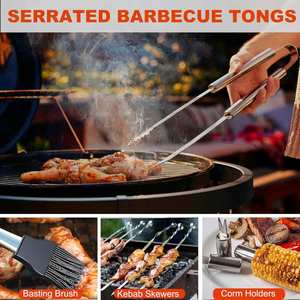19 PCS Stainless Steel Metal Grill <b>Tool</b> Set <b>BBQ</b> Grills Accessories Utensils <b>Tools</b> Barbecue Aluminum Case for Outdoor Camping - Product Image 4