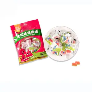 Pabrik Cina grosir langsung rasa semangka gula dilapisi semangka berbentuk permen karet dengan pembungkus individu