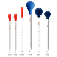 Pipette Pasteur en verre graduée transparente, burette 0,5 ml 1 ml 2 ml 3 ml 5 ml 10 ml, pipette de transfert en verre avec tête à bulbe en caoutchouc