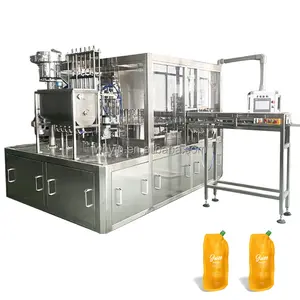 Automatic Rotary Sachet Water Juice Sauce Jam Beer Detergent Spout Pouch Filling Capping Machine Nozzle Pouch Filling Machine