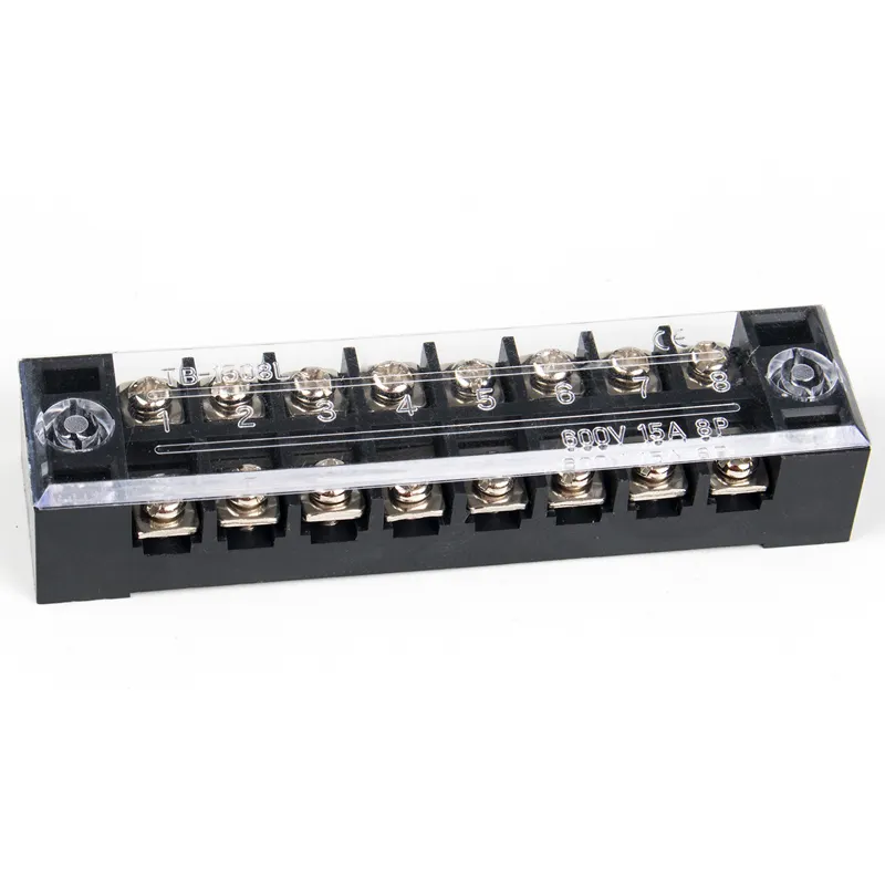 Connector Block TB1508 600 V 15 A 8 Pole Dual Rows Equipment Black Wire Connector Barrier Terminal Block
