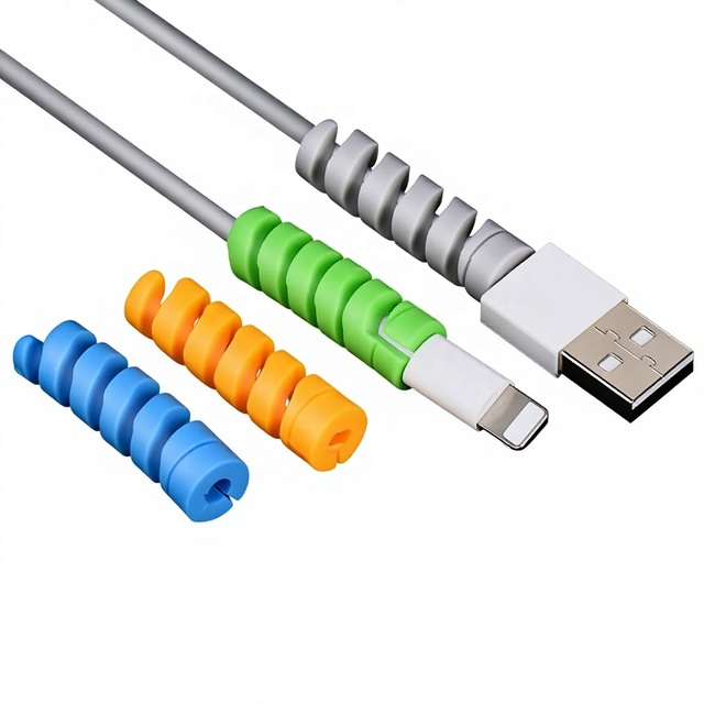 Spiral Silicone Gel Cable Protector Phone Charging Cable Organizer Break-Resistant Charging Head Guard Anti-Fracture Winder