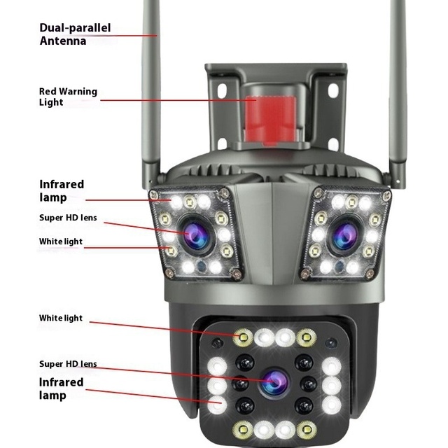 360 Panoramic Wireless WIFI Remote Intelligent Camera Night Vision HD 3 LENS Optical Zoom Ip CCTV Camera