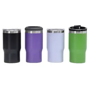 14Oz 4-In-1 Bier Kan Koeler Roestvrij Staal Met 2 Deksels Cola Drinken Metalen Gepoedercoat Custom Yety Tumbler Houder Mok