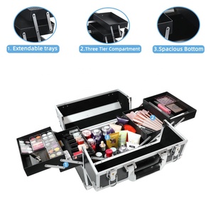 Caja <span class=keywords><strong>de</strong></span> Cosméticos Mekup <span class=keywords><strong>para</strong></span> Mujer, Bolsa <span class=keywords><strong>de</strong></span> Maquillaje <span class=keywords><strong>de</strong></span> Viaje con Cuatro Bandejas, Caja <span class=keywords><strong>de</strong></span> Almacenamiento <span class=keywords><strong>de</strong></span> Cosméticos con Cerradura <span class=keywords><strong>para</strong></span> Mujeres y <span class=keywords><strong>Niñas</strong></span> - Product Image 6