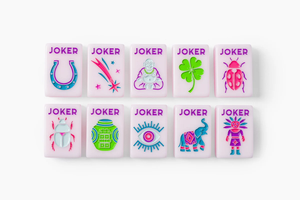 Jeu de Mahjong Américain de Luxe Neon Garden Portable 160 Tuiles avec Motifs Floraux et Faunaux Lumineux en Acrylique Brillant pour des Soirées de Jeu Vibrantes - Product Image 2