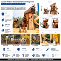 Custom Stainless Steel Windmill Treehouse Playground, Outdoor Kids Spiral Slide Climbing Equipment for Park Resort Preschool