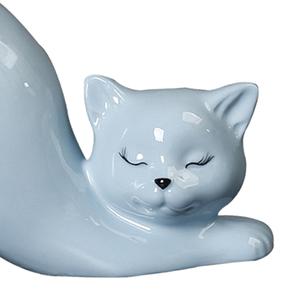 Cartoon Cat Pot de fleur bleu contemporain en céramique pour intérieur et extérieur écologique pour patio chambre jardinage - Product Image 4