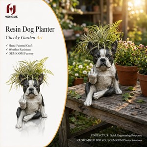 Vaso per Piante a Forma di <span class=keywords><strong>Bulldog</strong></span> <span class=keywords><strong>Francese</strong></span>, Decorazione Divertente in Resina Dipinta a Mano, Supporto per Piante Succulente e da Aria, Statua Decorativa per Giardino e Ufficio - Product Image 1