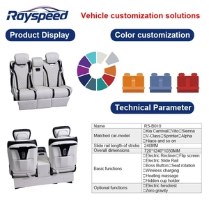 Ghế sofa giường xe hơi cao cấp hai màu da và vải, chống thấm nước, có chức năng xoay ghế dành cho xe Land Cruiser độ. - Product Image 3