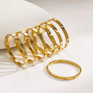 XIXI Collections Luxury Acier Inoxydable Ojos de acero inoxidable Zircon <span class=keywords><strong>Cuff</strong></span> 18K Chapado en oro Mujeres Joyería de moda Pulseras Brazalete - Product Image 1