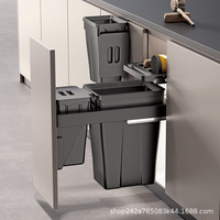 Poubelle encastrée sous meuble avec couvercle intégré, double bac invisible pour tri sélectif, tiroir de rangement à compartiments, paniers de rangement américains