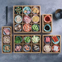 Plateau de service en bambou écologique à 9 compartiments, plat à sushi, bol à bonbons, séparateur pour la maison, la restauration, la vaisselle, le rangement