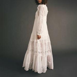 Robes maxi décontractées pour femmes, à manches longues, à découpes, à col en V, avec fente latérale, élégantes, très vendues pour l'été - Product Image 2