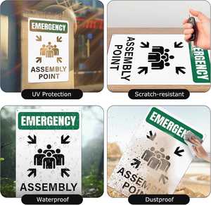 Acil toplama bölgeleri için 12 * 18in alüminyum yansıtıcı trafik işaretleri güvenlik uyarı tahliye yangın montaj noktası işaretleri - Product Image 4