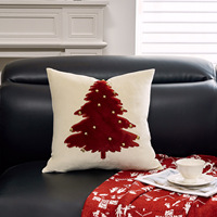 Couverture de canapé et housse de coussin brodées motif cerf de Noël moderne et flocons de neige avec surpiqûres dorées
