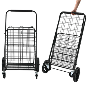 निर्माता रोलिंग तह संभाल फिसलने के साथ ट्राली शॉपिंग कार्ट शॉपिंग ट्रॉली टोकरी - Product Image 1