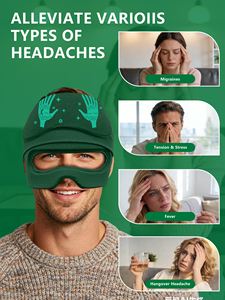 Chapeau en gel pour soulager les migraines avec masque pour les yeux |   Casquette de thérapie chaude et froide 2-en-1 pour les maux de tête, le stress et les yeux gonflés, réutilisable - Product Image 3