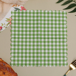 Green Checkered Paper Napkins 25x25cm Three-Layer Disposable Birthday Party Use - Product Image 4