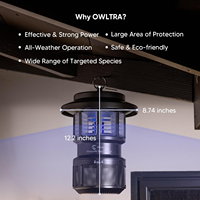 Owltra Bug Zapper Outdoor Catcher Fly Traps Zapper Mosquito Killing Lamp Insectes volants Mouches Mites La lumière UV génère du CO2