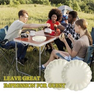 DAMAI - Fournitures pour fêtes d'enfants et mariages - Ensemble de vaisselle de fête - Assiettes en papier beige rondes jetables de 9 pouces avec dentelle beige - Product Image 3