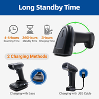 Escáner de Código de Barras 2D Bluetooth con Base de Carga, Lector de Códigos QR Inalámbrico de 2000 mAh para Sistema POS, Compatible con Computadoras Android