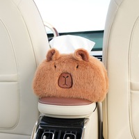 Boîte à mouchoirs de voiture de dessin animé moderne avec conception suspendue en fourrure en peluche rangement multifonctionnel pour accoudoir et organisateur de dossier de siège