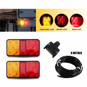Ensemble de feux arrière LED 12V, lentille rouge ambre, compatible universellement avec les remorques, les camions, les UTEs, les 4x4, les caravanes - Product Image 2
