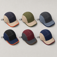 Casquette de camping à séchage rapide, color block, 5 panneaux, légère, pliable, pour la randonnée, le cyclisme, le baseball, avec cordon de serrage arrière