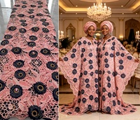 Tissu de Broderie en Dentelle Africaine Luxueuse, Maille Soluble dans l'Eau du Ghana, Décoration à Paillettes pour Robes Féminines et Accessoires de Travail