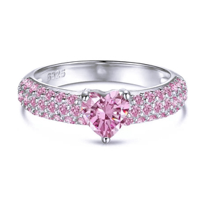 Anillo <span class=keywords><strong>de</strong></span> Eternidad <span class=keywords><strong>de</strong></span> Plata <span class=keywords><strong>de</strong></span> Ley 925 con Forma <span class=keywords><strong>de</strong></span> Corazón y Circonitas Rosas para Mujer, Anillo <span class=keywords><strong>de</strong></span> Compromiso Romántico para Enamorados, Regalo <span class=keywords><strong>de</strong></span> Joyería - Product Image 1