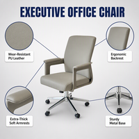 Chaise de bureau en cuir PU de qualité supérieure, directement de l'usine, pour bureau de direction, chaise de bureau ergonomique avec accoudoirs épaissis