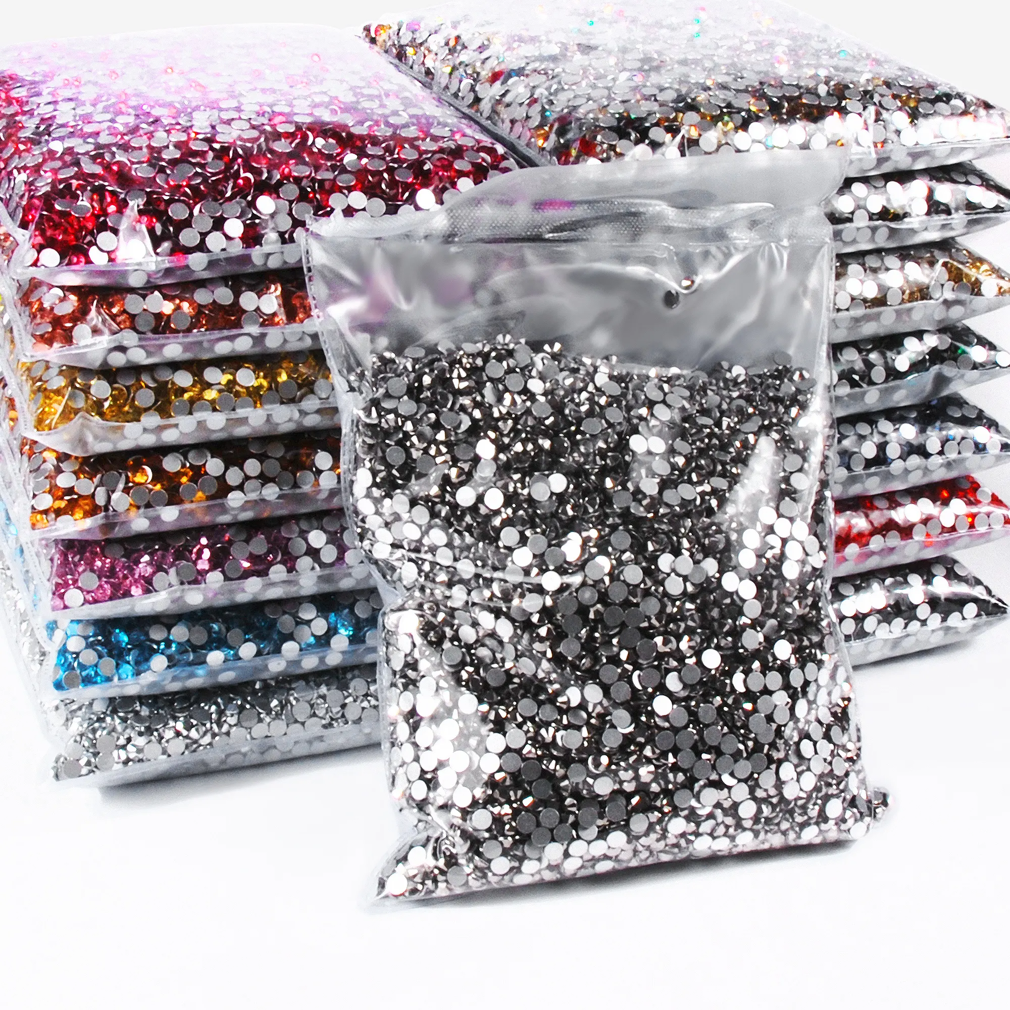 Wholesale 14400pcs/Pack SS3-SS20 Glitter Glass Rhinestones Round Flatback Crystal Non Hotfix Decoration for Nails Handicrafts