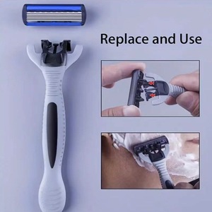 Manual <b>Razor</b> 6 Layer Blade Stainless Steel Handle For Men Face Shaving <b>Razor</b> Holder <b>Set</b> - Product Image 2