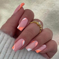 Faux ongles portables de style français blanc simple, ongles artificiels en gros, manucure, ongles à presser portables
