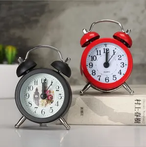 Creative Metal Material Small Alarm Clock Pastoral Small Fresh Desktop Mini Alarm Clock Needle Electronic Battery Plastic 25mm