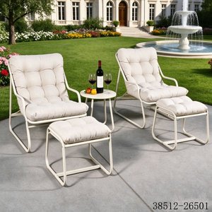 Contemporary Rattan <b>Outdoor</b> Garden Set 2 Seater With <b>Coffee</b> <b>Table</b> Beige Cushions Steel Frame Weather Resistant Model 38512-26577 - Product Image 3