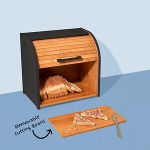 Caja de Almacenamiento de Pan de Bambú con Tapa Abatible y Asa, Rectangular, Estilo Nórdico, para Uso en la Cocina o Escritorio - Product Image 5