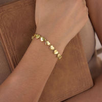 Bracelet à maillons en acier inoxydable BinShuo classique avec breloque cœur en zircon poli, plaqué or 18 carats PVD, étanche, bijou romantique pour l'amour