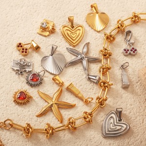 Breloques de plage imperméables |   Breloques en acier inoxydable plaqué or PVD 18 carats, motifs coquillages, étoiles de mer, tortues, homards, poissons et <span class=keywords><strong>soleil</strong></span>, pour la création de bijoux DIY - Product Image 6