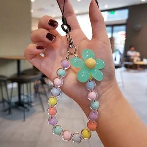 Lanière de mode en gros avec perles florales couleur macaron, porte-clés suspendu et dragonne pour accessoires universels - Product Image 6
