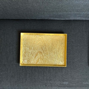 2 Tailles Or Argent Cuivre Grain de Bois Motif Abrasion Décolletée Palette Rectangulaire Bol à Fruits Plateau Décoratif Charger Plaques - Product Image 5