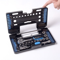 Jeu de clés à douilles multifonctionnelles en chrome vanadium 57 pièces, jeu de clés à cliquet combinées